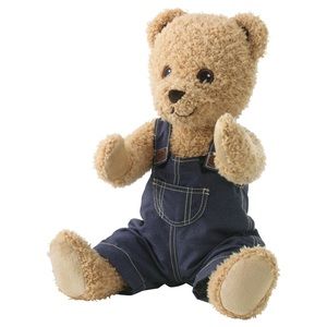 IKEA BRUMMA Bear Jointed Teddy Bear Cuddle Plush in Blue Denim Overalls